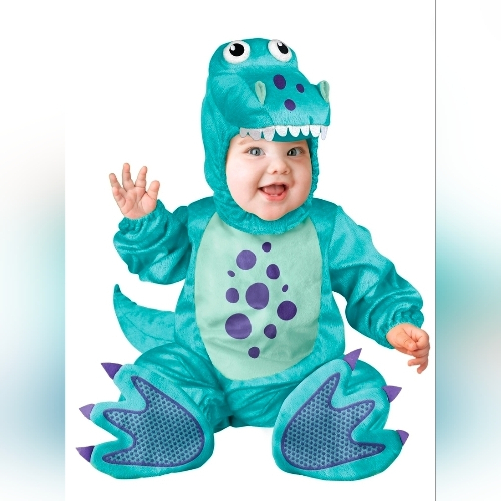 New Baby T-Rex dinosaur Sully Halloween Costume for Infant jumpsuit Headpeace